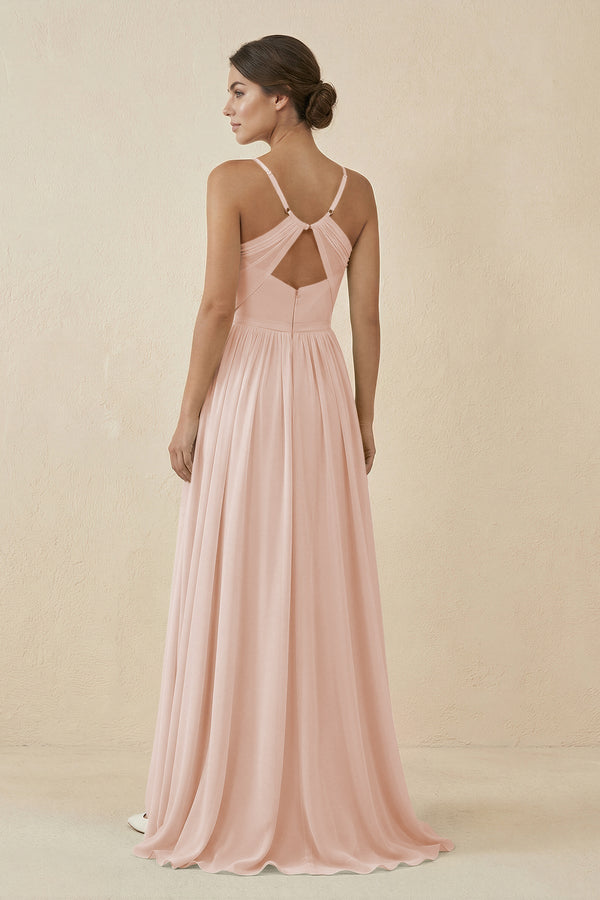 Sweetheart A - Line Chiffon Bridesmaid Dress in Pale Blush - SHE IS ME Bridesmaid Dresses
