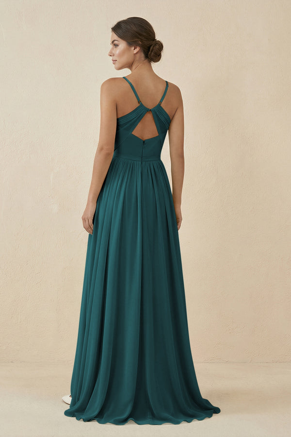 Sweetheart A - Line Chiffon Bridesmaid Dress in Pine - SHE IS ME Bridesmaid Dresses