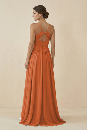 Sweetheart A - Line Chiffon Bridesmaid Dress in Terracotta - SHE IS ME Bridesmaid Dresses
