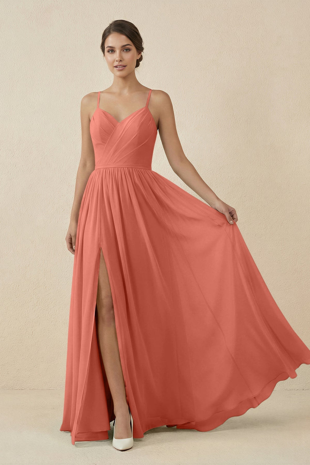 Sweetheart A - Line Chiffon Bridesmaid Dress in Wild Rose - SHE IS ME Bridesmaid Dresses