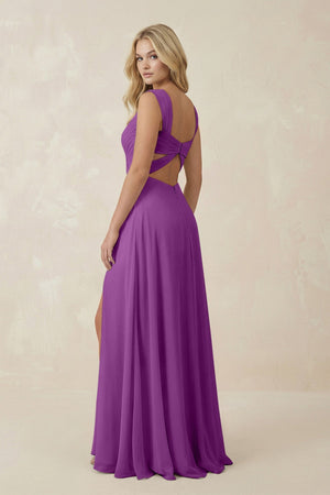 Sweetheart A - Line Chiffon Long Bridesmaid Dress in Amethyst - SHE IS ME Bridesmaid Dresses