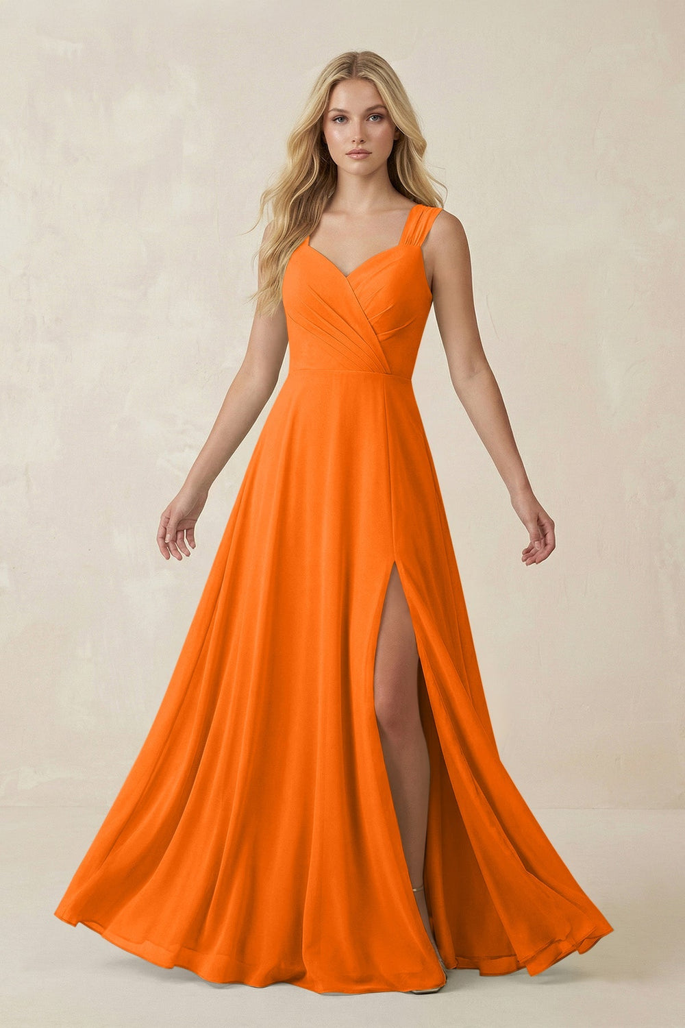 Sweetheart A - Line Chiffon Long Bridesmaid Dress in Cinnamon - SHE IS ME Bridesmaid Dresses