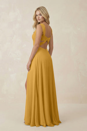 Sweetheart A - Line Chiffon Long Bridesmaid Dress in Marigold - SHE IS ME Bridesmaid Dresses