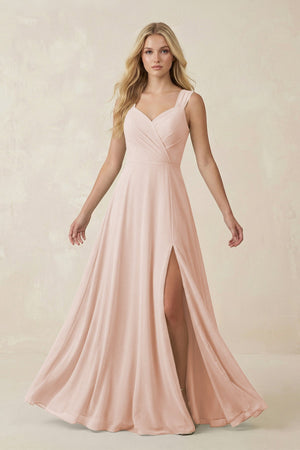 Sweetheart A - Line Chiffon Long Bridesmaid Dress in Pale Blush - SHE IS ME Bridesmaid Dresses
