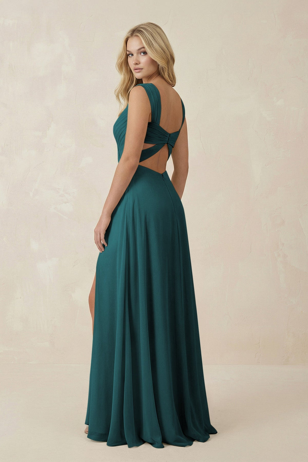 Sweetheart A - Line Chiffon Long Bridesmaid Dress in Pine - SHE IS ME Bridesmaid Dresses