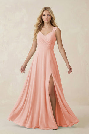 Sweetheart A - Line Chiffon Long Bridesmaid Dress in Rose Petal - SHE IS ME Bridesmaid Dresses