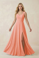 Sweetheart A - Line Chiffon Long Bridesmaid Dress in Rosette - SHE IS ME Bridesmaid Dresses