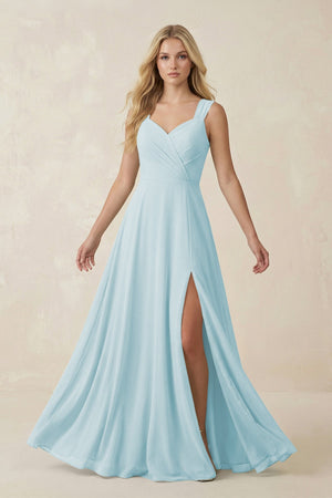 Sweetheart A - Line Chiffon Long Bridesmaid Dress in Sky Blue - SHE IS ME Bridesmaid Dresses