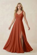 Sweetheart A - Line Chiffon Long Bridesmaid Dress in Spice - SHE IS ME Bridesmaid Dresses