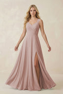 Sweetheart A - Line Chiffon Long Bridesmaid Dress in Toffee - SHE IS ME Bridesmaid Dresses