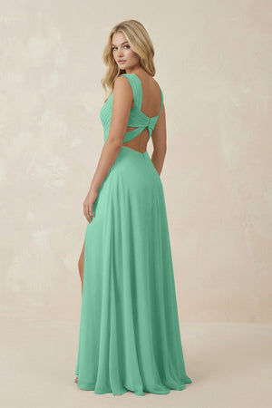 Sweetheart A - Line Chiffon Long Bridesmaid Dress in Turquoise - SHE IS ME Bridesmaid Dresses