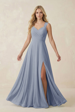 Sweetheart A - Line Chiffon Long Bridesmaid Dress in Twilight - SHE IS ME Bridesmaid Dresses