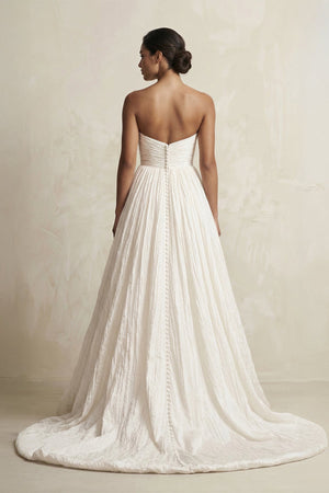 Sweetheart A - Line Pleated Ball Gown Wedding Dress in Ivory - SHE IS ME Wedding Dresses
