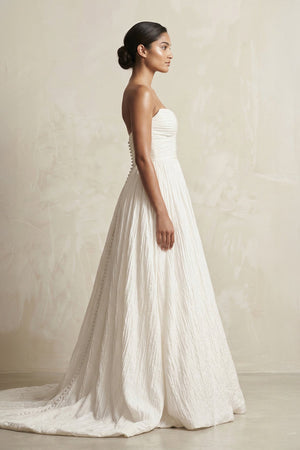 Sweetheart A - Line Pleated Ball Gown Wedding Dress in Ivory - SHE IS ME Wedding Dresses