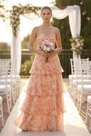 Tiered A - Line Pleated Chiffon Maxi Dress - SHE IS ME Bridesmaid Dresses