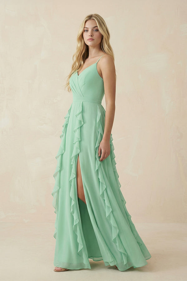 Tiered Ruffle A - Line Chiffon Bridesmaid Dress - SHE IS ME Bridesmaid Dresses