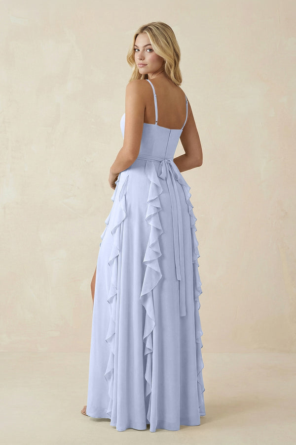 Tiered Ruffle A - Line Chiffon Bridesmaid Dress in Ice - SHE IS ME Bridesmaid Dresses