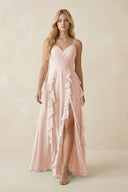 Tiered Ruffle A - Line Chiffon Bridesmaid Dress in Pale Blush - SHE IS ME Bridesmaid Dresses