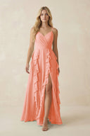 Tiered Ruffle A - Line Chiffon Bridesmaid Dress in Rosette - SHE IS ME Bridesmaid Dresses
