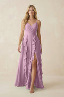 Tiered Ruffle A - Line Chiffon Bridesmaid Dress in Wisteria - SHE IS ME Bridesmaid Dresses