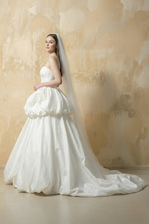 Two Piece Taffeta Ball Gown With Floral in White - SHE IS ME Wedding Dresses