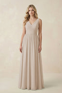 V - Neck A - Line Bridesmaid Dress with Back Bow in Frost - SHE IS ME Bridesmaid Dresses