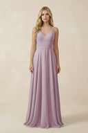 V - Neck A - Line Chiffon Bridesmaid Dress with Crisscross Back in Dusk - SHE IS ME Bridesmaid Dresses