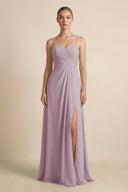 V - Neck A - Line Chiffon Pleated Bridesmaid Dress in Dusk - SHE IS ME Bridesmaid Dresses
