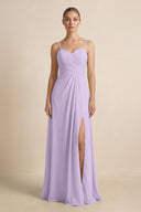 V - Neck A - Line Chiffon Pleated Bridesmaid Dress in Lavender - SHE IS ME Bridesmaid Dresses