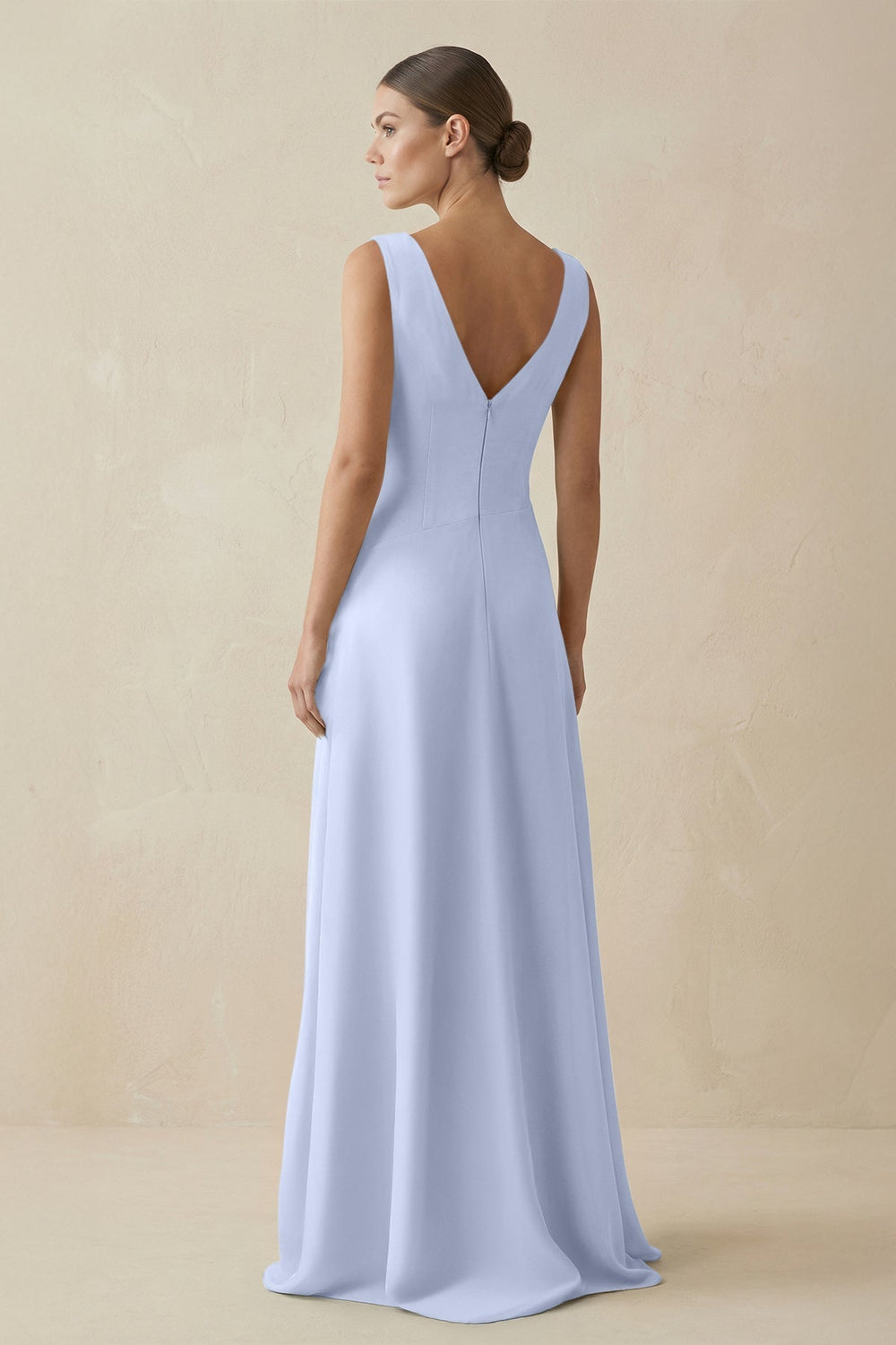 V - Neck A - Line Chiffon Ruffled Bridesmaid Dress in Ice - SHE IS ME Bridesmaid Dresses