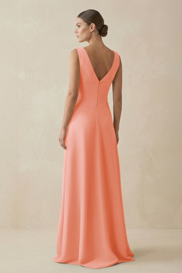 V - Neck A - Line Chiffon Ruffled Bridesmaid Dress in Rosette - SHE IS ME Bridesmaid Dresses