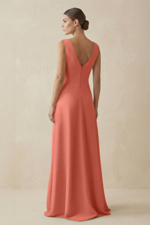 V - Neck A - Line Chiffon Ruffled Bridesmaid Dress in Wild Rose - SHE IS ME Bridesmaid Dresses