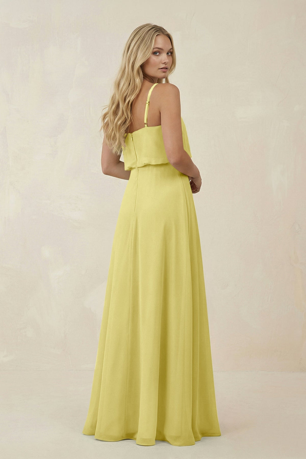 V - Neck Blouson A - Line Chiffon Bridesmaid Dress in Buttercup - SHE IS ME Bridesmaid Dresses