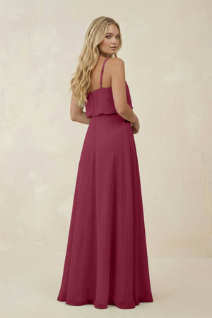 V - Neck Blouson A - Line Chiffon Bridesmaid Dress in Desert Rose - SHE IS ME Bridesmaid Dresses