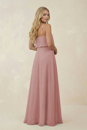 V - Neck Blouson A - Line Chiffon Bridesmaid Dress in Dusty Rose - SHE IS ME Bridesmaid Dresses