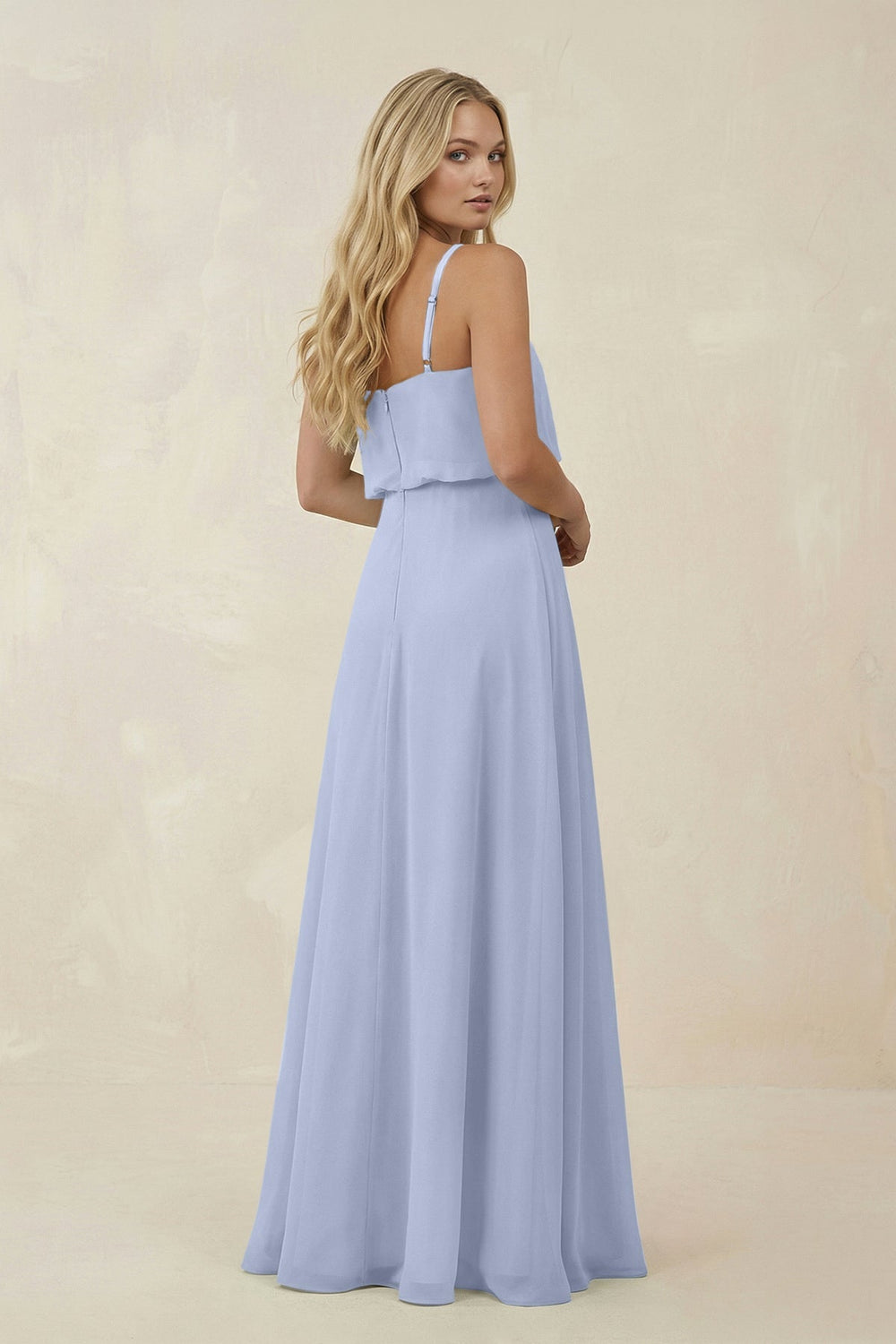 V - Neck Blouson A - Line Chiffon Bridesmaid Dress in Ice - SHE IS ME Bridesmaid Dresses