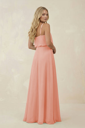 V - Neck Blouson A - Line Chiffon Bridesmaid Dress in Rose Petal - SHE IS ME Bridesmaid Dresses