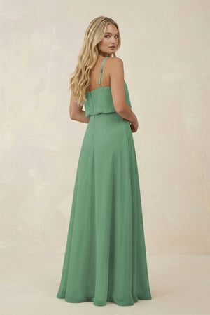 V - Neck Blouson A - Line Chiffon Bridesmaid Dress in Sea Glass - SHE IS ME Bridesmaid Dresses