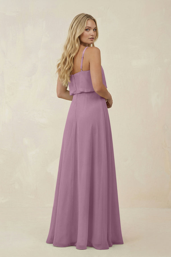 V - Neck Blouson A - Line Chiffon Bridesmaid Dress in Wisteria - SHE IS ME Bridesmaid Dresses