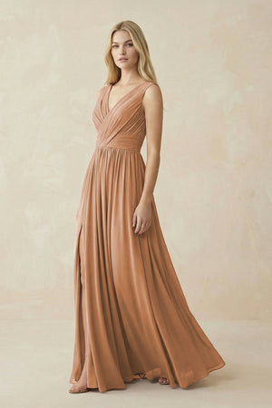 V - Neck Chiffon Pleated A - Line Bridesmaid Dress - SHE IS ME Bridesmaid Dresses