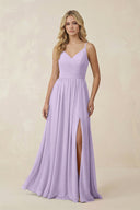 V - Neck Spaghetti Strap A - Line Chiffon Bridesmaid Dress in Lavender - SHE IS ME Bridesmaid Dresses