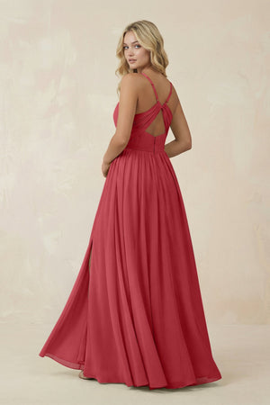 V - Neck Spaghetti Strap A - Line Chiffon Bridesmaid Dress in Merlot - SHE IS ME Bridesmaid Dresses
